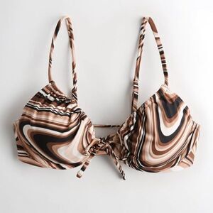 NWT - Hollister Women’s Cinch Plunge Bikini Top (Brown Pattern / Multiple Sizes)